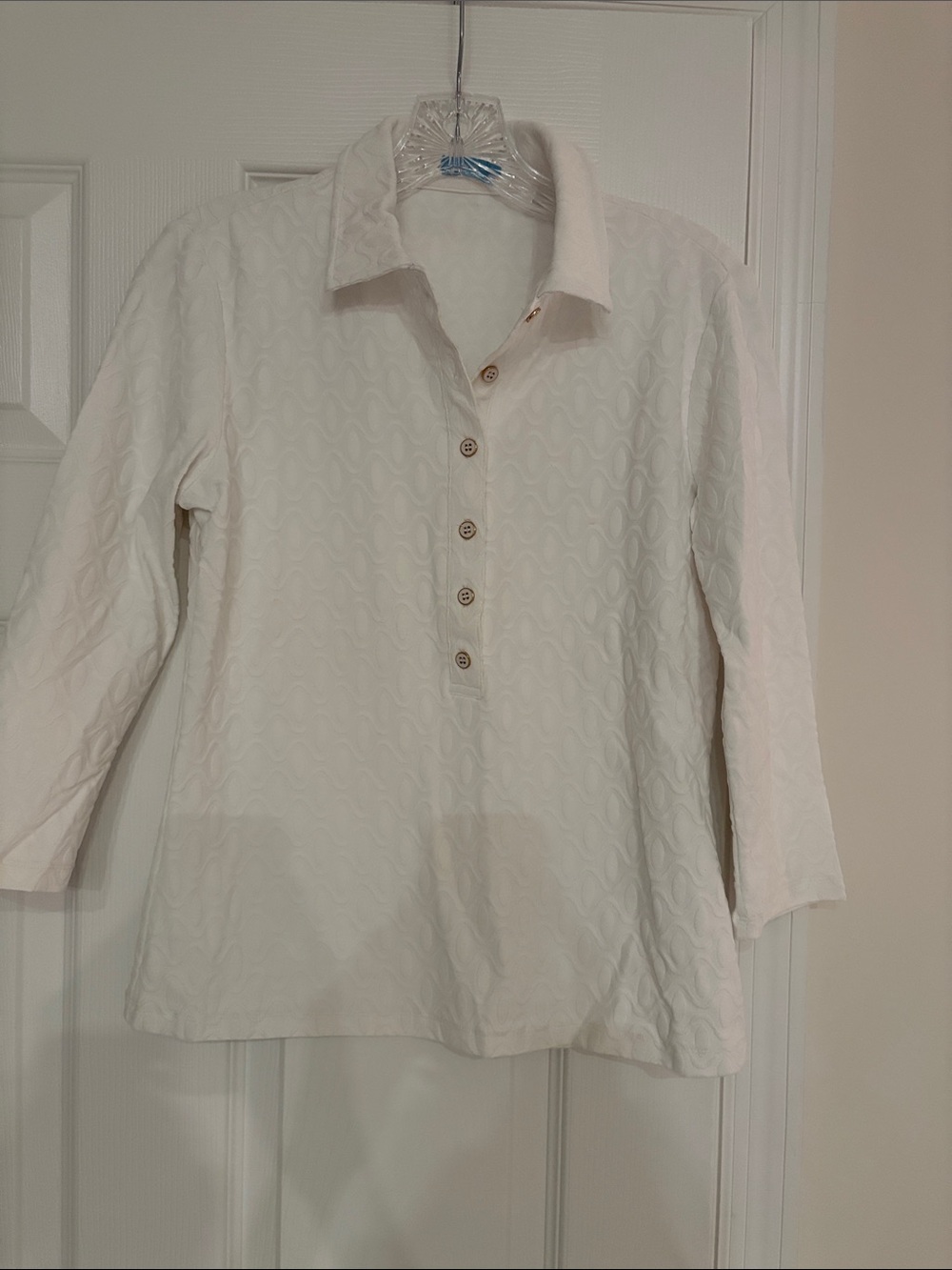 Women's Cream Textured Button-Front Polo Shirt by J McLaughlin